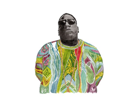 Biggie Smalls Watercolor Painting Coogi 