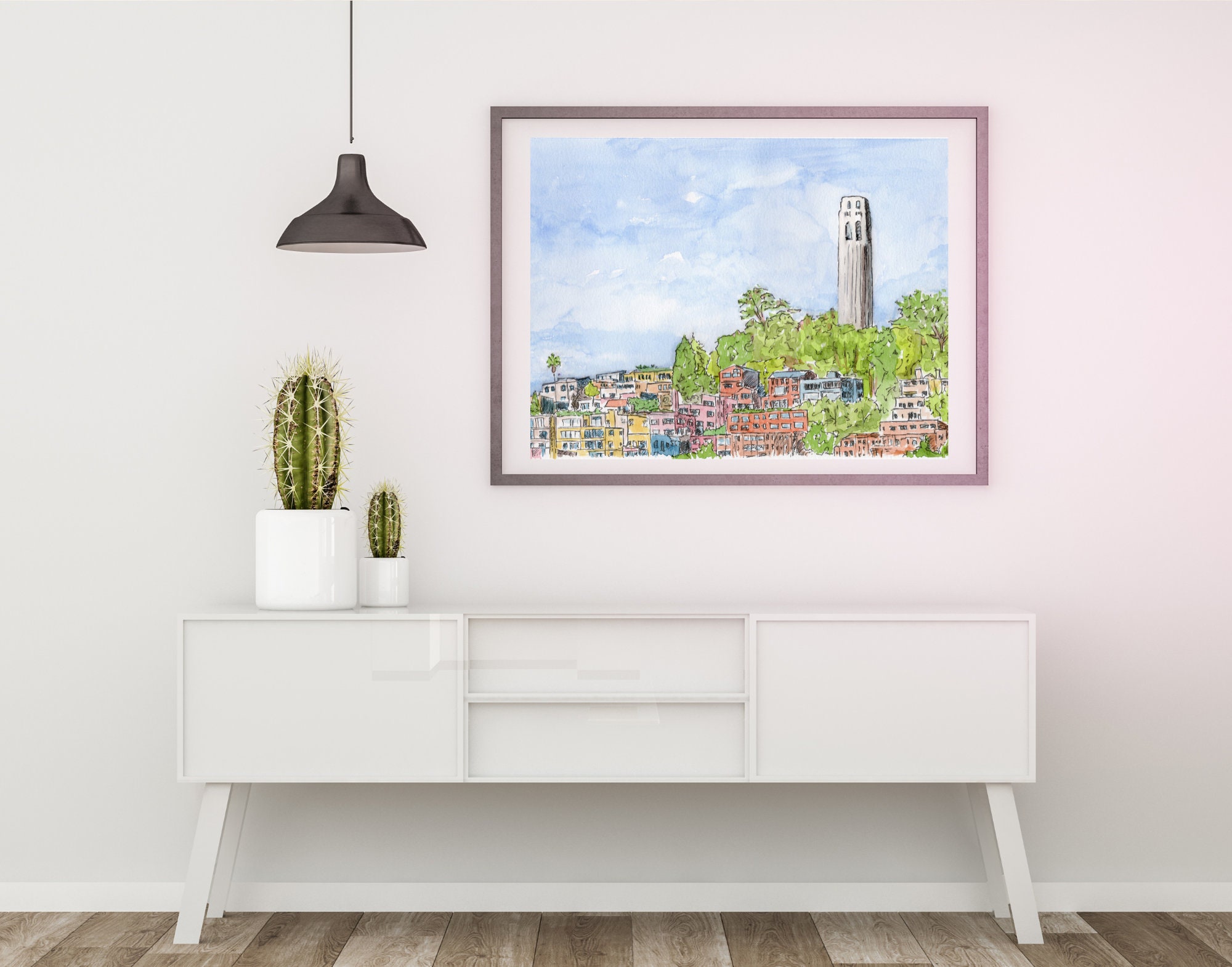 Coit Tower Watercolor Painting San Francisco Coit Tower - Etsy