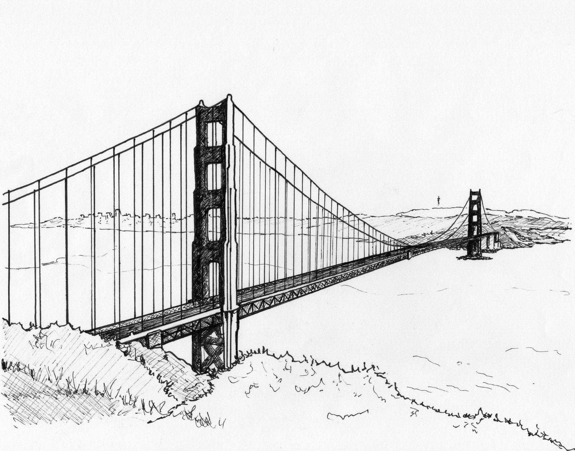 Golden Gate Bridge Drawing
