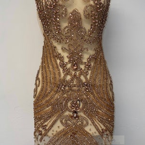 Haute Couture Rose Gold Large Full Body Rhinestone Appliqué - Etsy