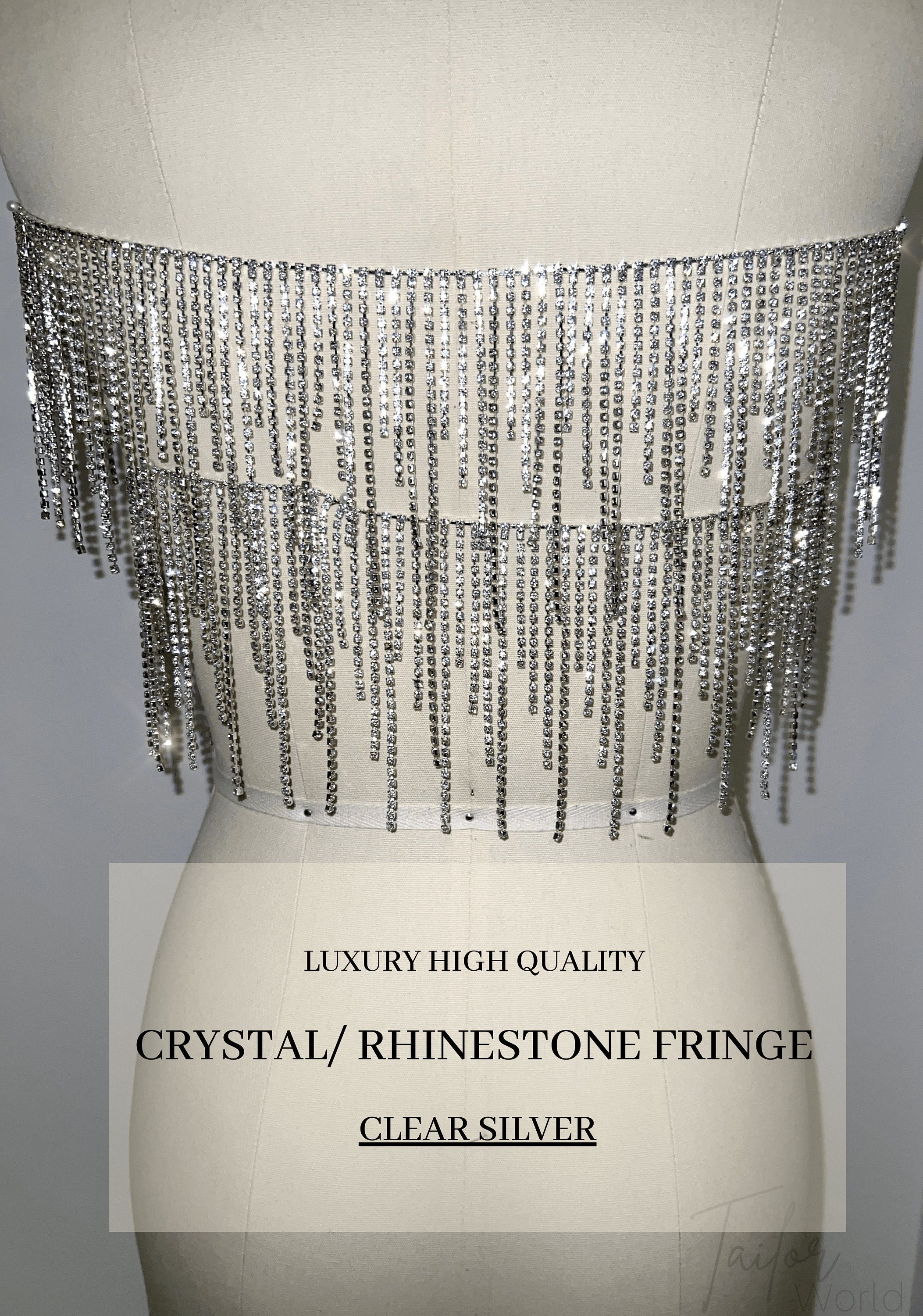 Silver Rhinestone Trim Fringe, High Quality Rhinestone Tassel, Rhinestone  Chain, Crystal Fringe Trimming Uneven Sew on Trim for Dresses 