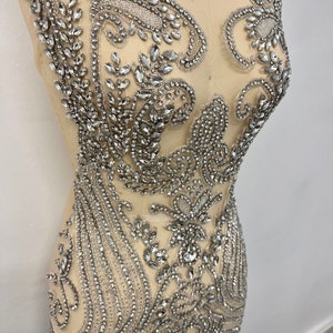 Haute Couture Silver Large Full Body Rhinestone Appliqué Mesh Beaded ...