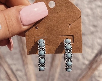 Turquoise western hoop earrings
