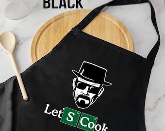 Men's BBQ Apron, Personalized Chef Cooking Gift, Let's Cook Design