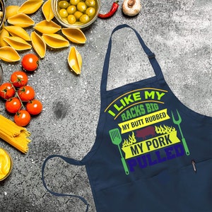 Funny BBQ Apron – Big Racks Butt Rubbed Pork Pulled, Father's Day Gift imagem 2