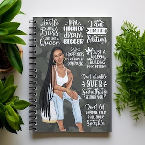 Spiral Journal for Black Women, Gift for a Black Woman, Self-Love Gifts, Daily Affirmations, Journaling, Promotion Gifts, Black Owned Shops