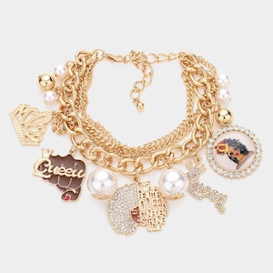 Afro Charm Bracelets for Black Women, Layered Chains, Stacked Trinkets, Gift for a Black Woman, Perfect Gift for Her, Unique Gift for friend