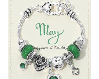 Birthstone Charm Bracelet, Birthstone Bracelet, Charm Bracelet, BirthdayGift, Zodiac Jewelry, Gift for Her, Gift for Wife, Stackable Jewlery