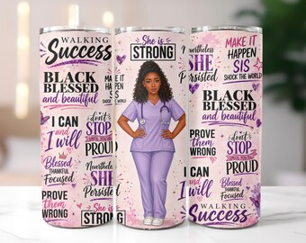 Black Nurse Tumbler, Nurse Gift for Women, Black Nurse Gift, Nursing Graduation Gift, RN Gift, Nurse Appreciation Tumbler, Black Doctor Gift