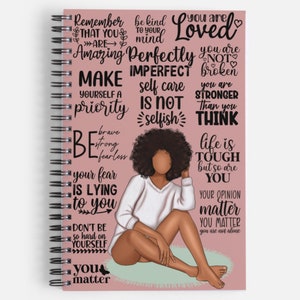 Self-Care Manifest Spiral Journal, Gift for a Black Woman Owned, Self-Love Gifts for Her, Daily Affirmations, Journaling, Black Owned Shop