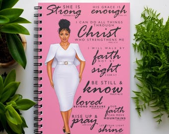 Black Christian Women Spiral Journal, Black Women Gifts, Pastor Appreciation, Black Owned, Journaling, Jesus Christ, Church Girl, First Lady