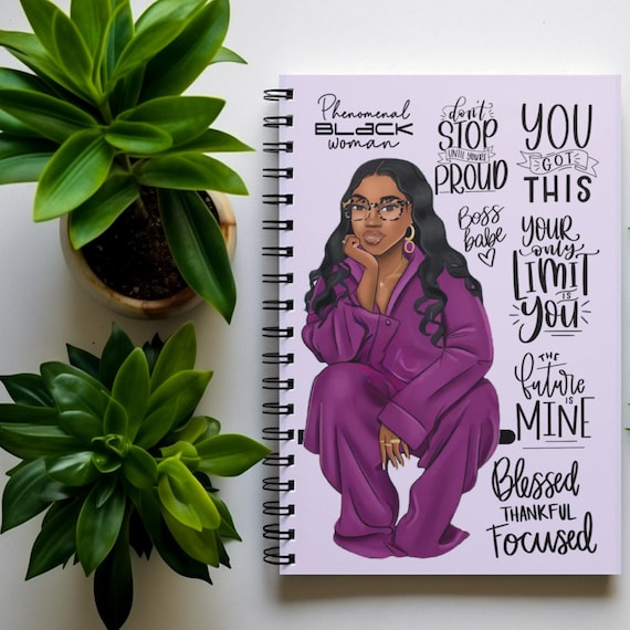 Spiral Journal for Black Women, Gift for a Black Woman Owned, Small Business Owner Gifts, Daily Affirmations, Journaling, Black Owned Shop