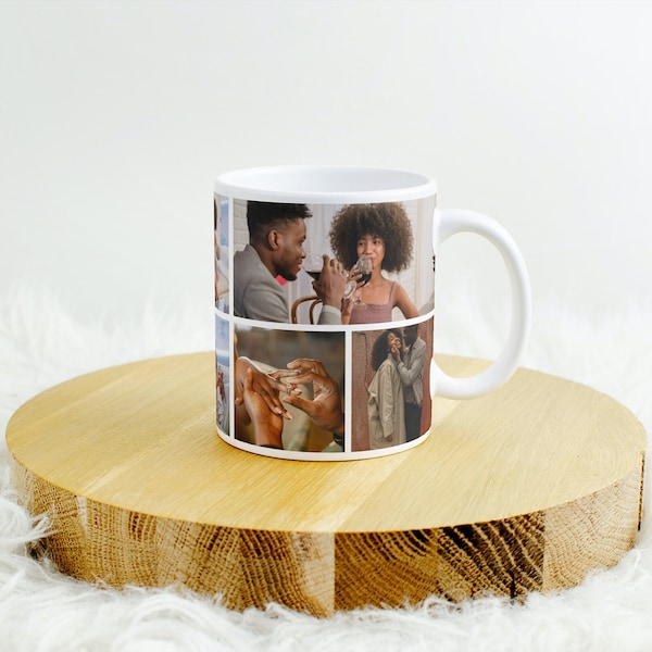 Personalized Gift Photo Gifts Photo Collage Photo Mug Custom Mug Photo Custom Photo Mug Anniversary Gift Picture Collage Black Couple Gift