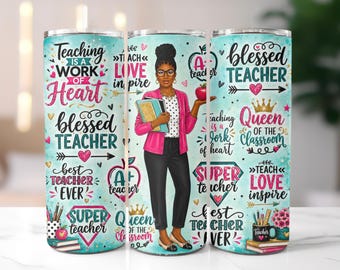 Black Teacher Tumbler, Teacher Appreciation Gift, Gift for Black Teacher, Favorite Teacher Tumbler for Women, Back to School Teacher Gift
