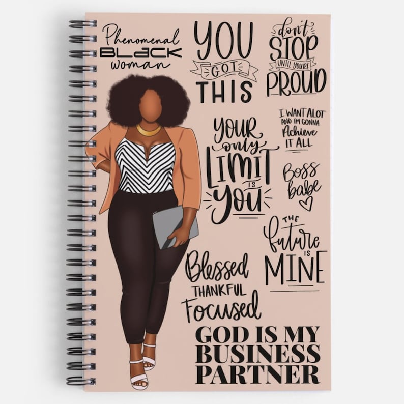 Afro Woman Manifest Spiral Journal, Gift for a Black Woman Owned, Small Business Owner Gift, Daily Affirmation, Journaling, Black Owned Shop bild 3