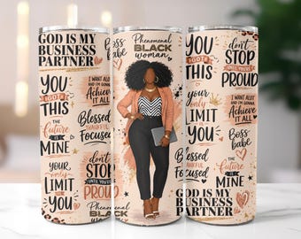 Black Woman Tumbler, Black Girl Boss Gift, Inspirational Tumbler for Women, Christian Business Woman Gift, Boss Lady Tumbler, Office Gift