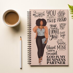Afro Woman Manifest Spiral Journal, Gift for a Black Woman Owned, Small Business Owner Gift, Daily Affirmation, Journaling, Black Owned Shop bild 2