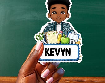 Personalized Stickers, Custom Name Stickers, Motivational Stickers, Die Cut Sticker, Gift for a Black Boys, Kindle Decals, Planner Stickers