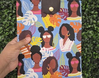 Black Women Handmade Padded Book Sleeve - Fabric Book Protector