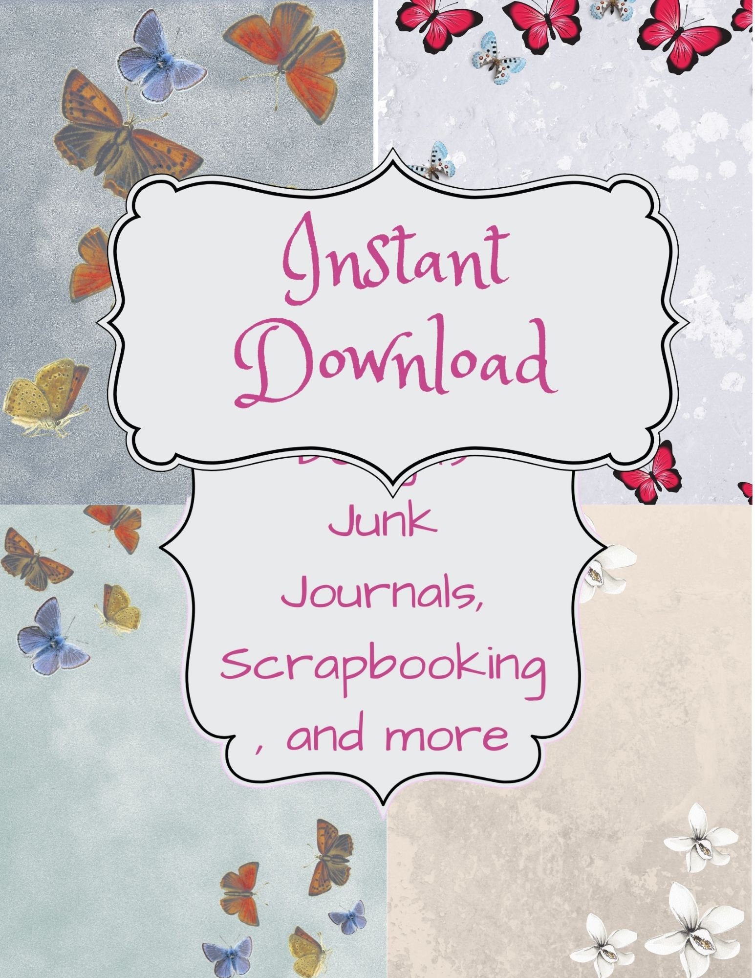 Butterfly Junk Journal Kit Paper for Scrapbooking Projects Book Covers