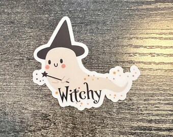 Fantasma Brujo Kawaii Halloween Pegatina