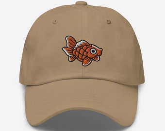 Goldfish Embroidered Dad Hat, Unisex Dad Cap, Y2K Dad Hat, Fish Lover, Pet Owner, Fishbowl, Tattoo Inspired, Animal Hat, Animal Lover