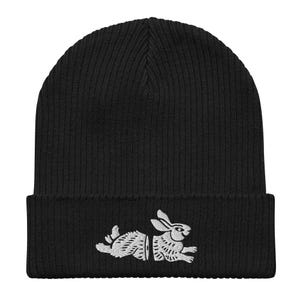 Kaninchen Bestickte Beanie aus Bio-Baumwolle - Edgy Streetwear
