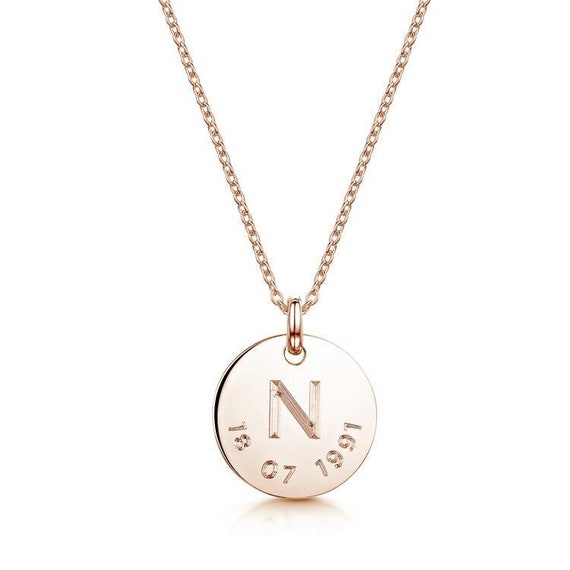 Initial date disc necklace deals