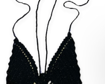 Crochet Butterfly Top Black