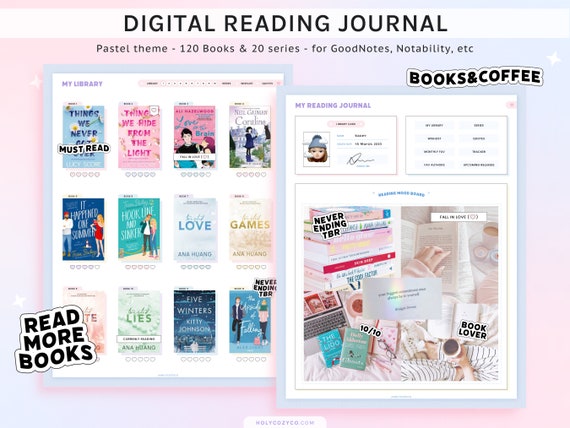 Pastel Digital Reading Journal: Book Review & Reading Log (PDF)