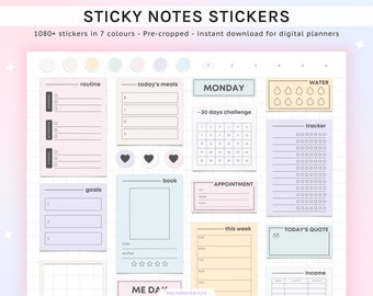 Goodnotes Planner Everyday Stickers: Sticky Notes Planner Widgets, Notability (Digital Download)