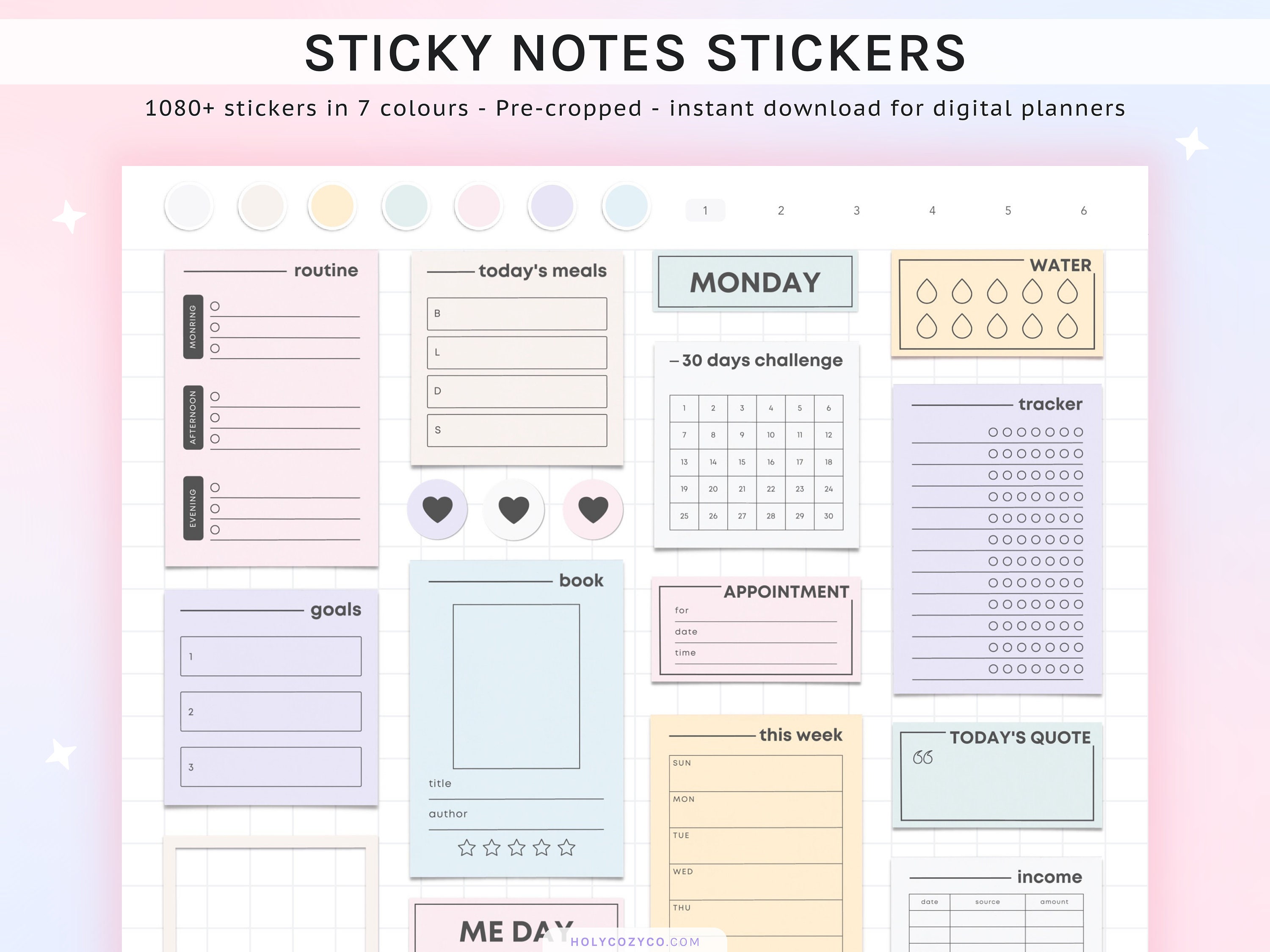 Sticky Notes Digital Sticker Book for Goodnotes Planner - Etsy