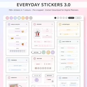 Pastel Rainbow Digital Planner Stickers: Goodnotes Widgets (Digital Download)
