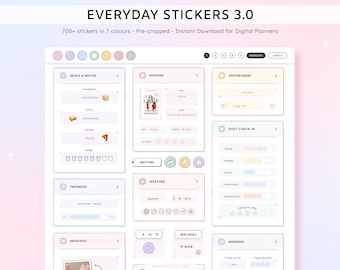 Pastel Digital Planner Stickers: Goodnotes Widgets, Notability (Digital Download)
