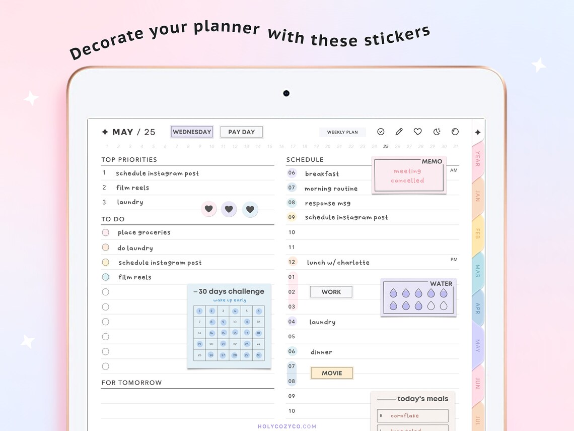 Blue Sticky Notes Digital Sticker Book for Goodnotes Planner Widgets ...