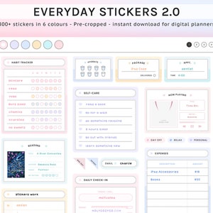 Digital Planner Sticker Book for Goodnotes Planner Widgets, Pre-cropped Everyday stickers 2.0