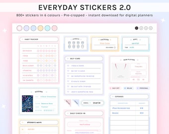 Digital Planner Sticker Book for Goodnotes Planner Widgets, Pre-cropped Everyday stickers 2.0