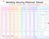 Weekly Hourly Planner Printable: Gradient Colors, A4/US Letter (Digital Download)