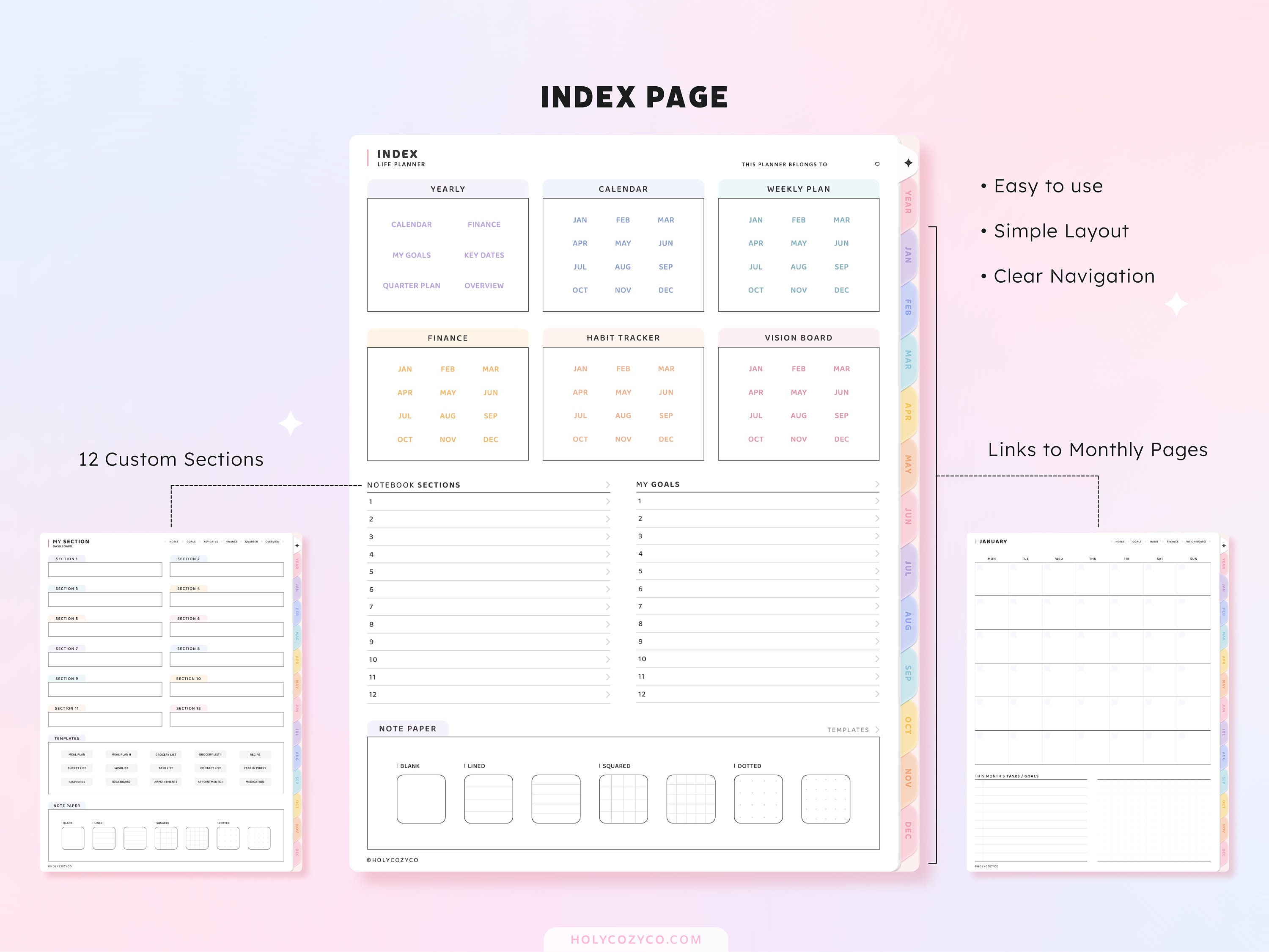 Undated Digital Life Planner: Digital Planning - Portrait (PDF) - Etsy