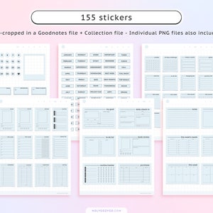 Blue Sticky Notes Digital Sticker Book for Goodnotes Planner Widgets ...