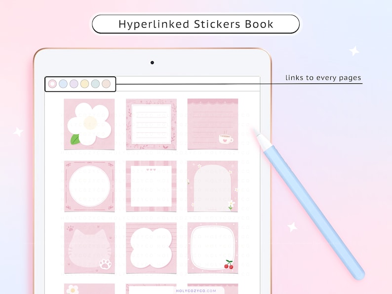 Hyperlinked Stickers Book - links to every pages