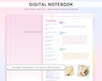 Digital Notebook with 12 Tabs + 10 Notebook Cover + Free Digital Sticker for Goodnotes, Notability, Noteshelf