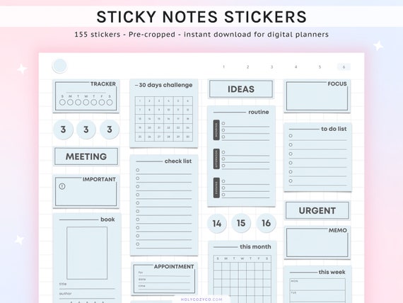 Blue Sticky Notes Digital Sticker Book for Goodnotes Planner - Etsy