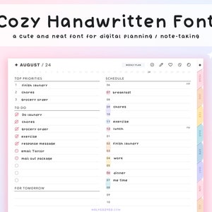 Cozy Handwritten Font for digital planner / note-taking - Cute and Neat Handwriting - Goodnotes Font