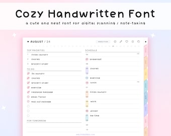 Cozy Handwritten Font: Digital Planner, Goodnotes Font (TTF, OTF)