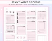 Pink Sticky Notes Digital Sticker Book: Goodnotes Planner Widgets (PNGs)