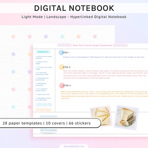 Digitales Notizbuch im Querformat mit 12 Tabs + 10 Notebook Cover + Gratis Digital Sticker für Goodnotes, Notability, Noteshelf