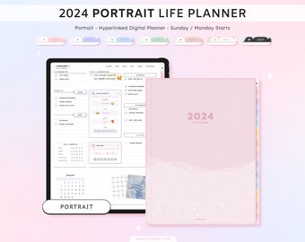 2024 Digital Life Planner for GoodNotes, Notability, CollaNote, etc. - iPad Planning, Portrait, Everyday Stickers, Minimalist Planner