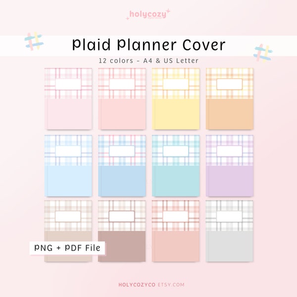 Digital Planner Cover, Goodnotes Covers, Notebook Covers, adhd Planner, Happy Planner, Digital Journal Covers, Pastel Plaid