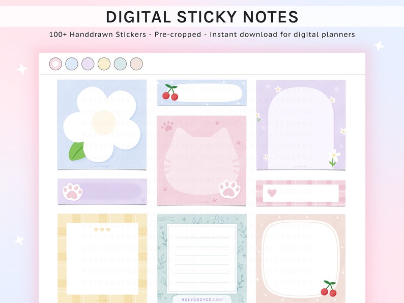 Digital Sticky Notes for Digital Planners / Journal / Note-Taking - GoodNotes, Notability, Noteshelf, CollaNote, Samsung Notes, iPad